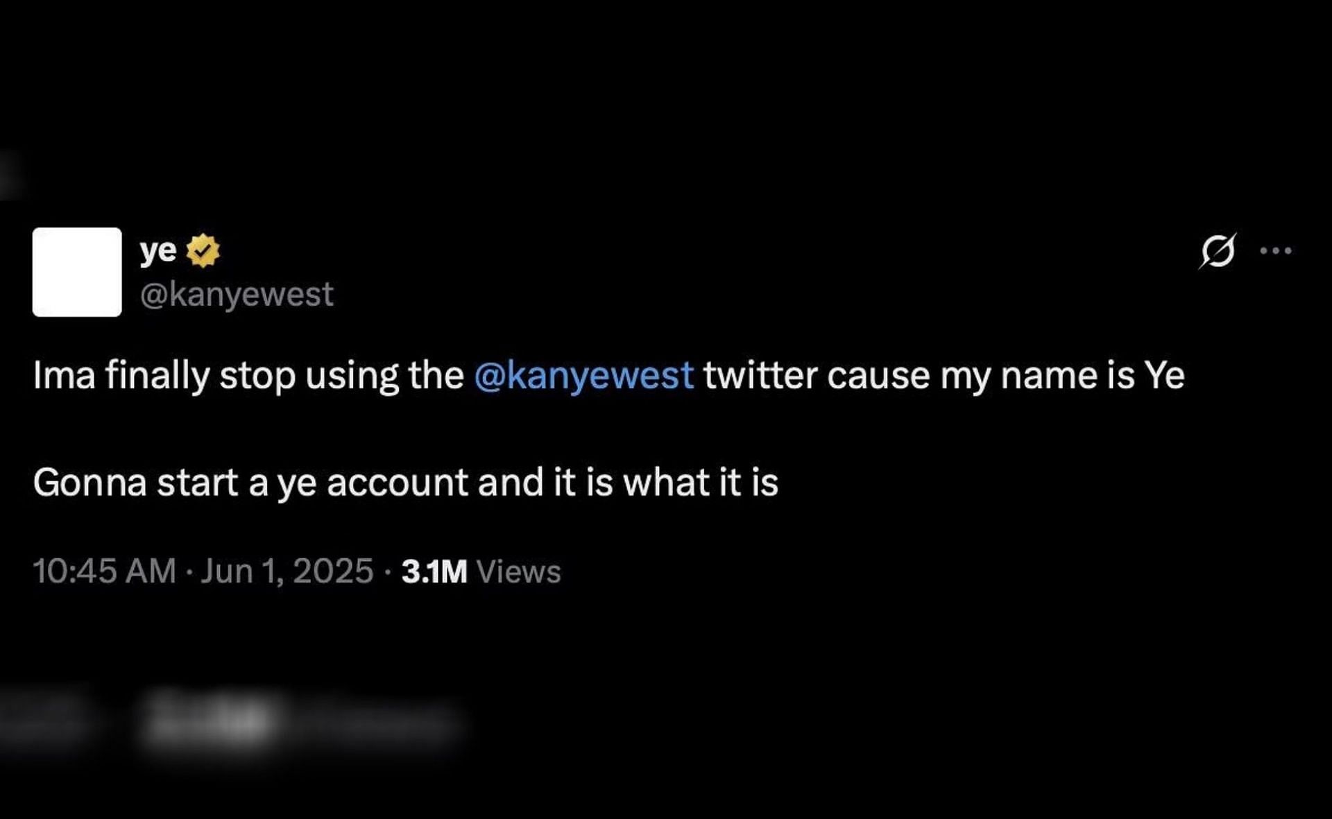 Kanye West's tweet regarding his name (Image credits: X/@kanyewest)